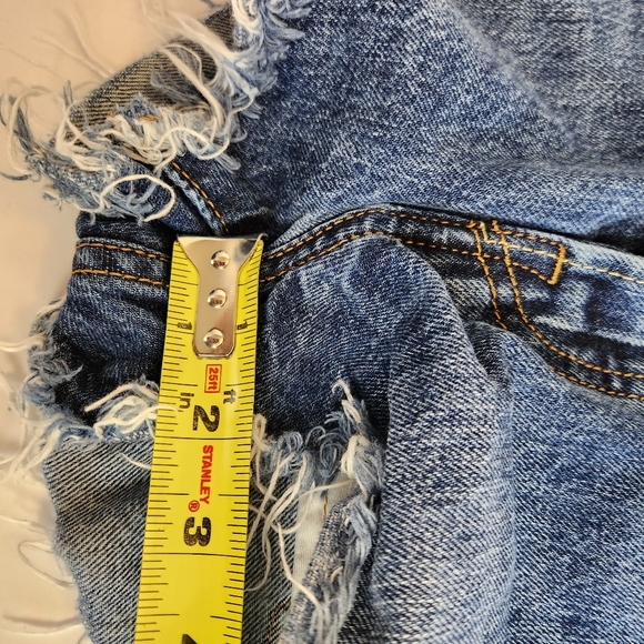 Levis 501 Button Fly Denim Jean Shorts Cutoffs High Waisted Rise Festival Frayed - Picture 11 of 12